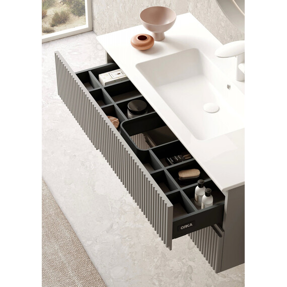 ТУМБА С РАКОВИНОЙ ORKA MOONLIGHT 90 ПОДВЕСНАЯ, БЕЖЕВЫЙ МАТОВЫЙ