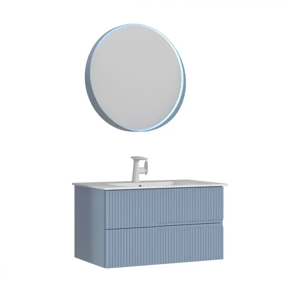 ТУМБА С РАКОВИНОЙ ORKA MOONLIGHT 90 ПОДВЕСНАЯ, ГОЛУБОЙ МАТОВЫЙ