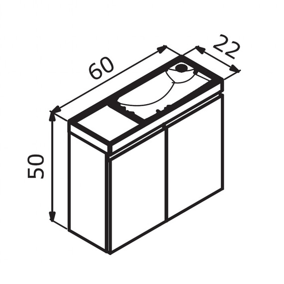 ТУМБА С РАКОВИНОЙ ORKA FERLA 60 ПОДВЕСНАЯ, СИНИЙ МАТОВЫЙ