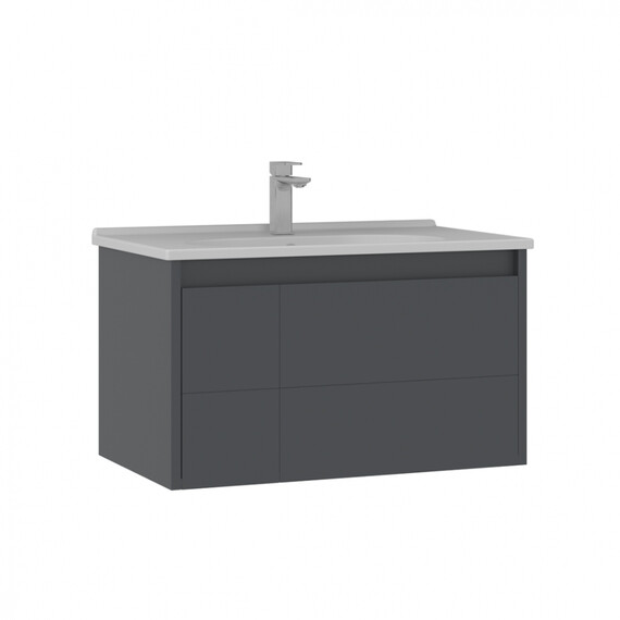 ТУМБА С РАКОВИНОЙ ORKA LIKYA 80 ПОДВЕСНАЯ, АНТРАЦИТ МАТОВЫЙ