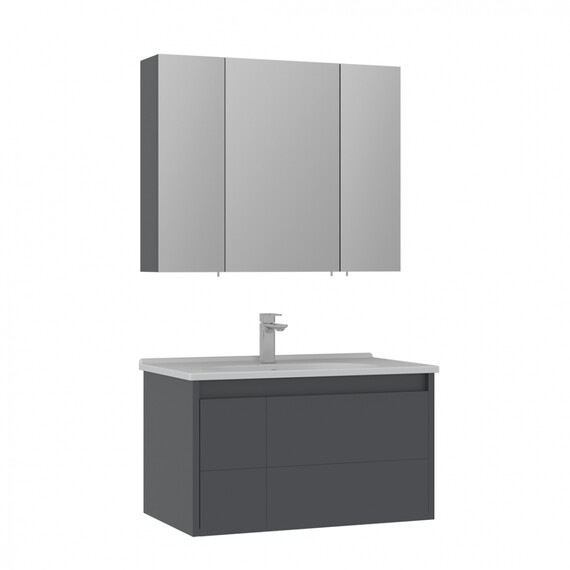 ТУМБА С РАКОВИНОЙ ORKA LIKYA 80 ПОДВЕСНАЯ, АНТРАЦИТ МАТОВЫЙ