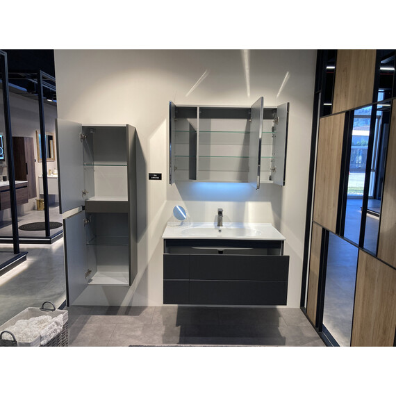 ТУМБА С РАКОВИНОЙ ORKA LIKYA 80 ПОДВЕСНАЯ, АНТРАЦИТ МАТОВЫЙ