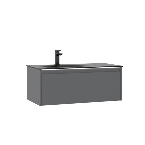 ТУМБА С РАКОВИНОЙ ORKA LISBON 90 ПОДВЕСНАЯ, СЕРЫЙ МАТОВЫЙ