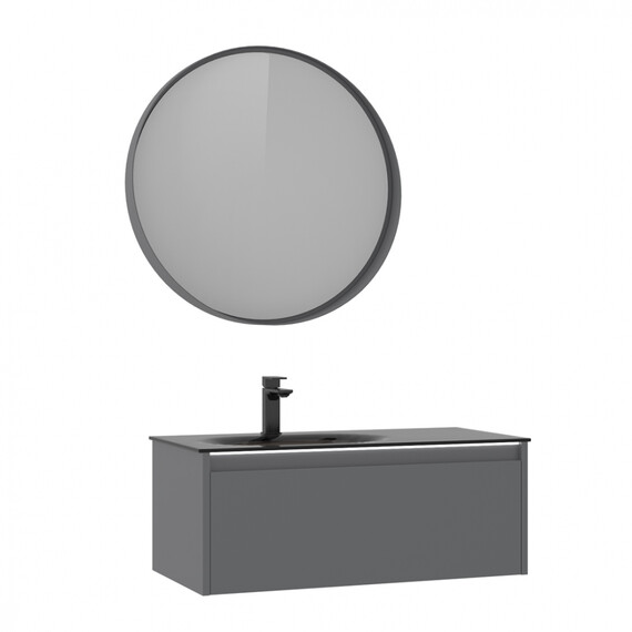 ТУМБА С РАКОВИНОЙ ORKA LISBON 90 ПОДВЕСНАЯ, СЕРЫЙ МАТОВЫЙ