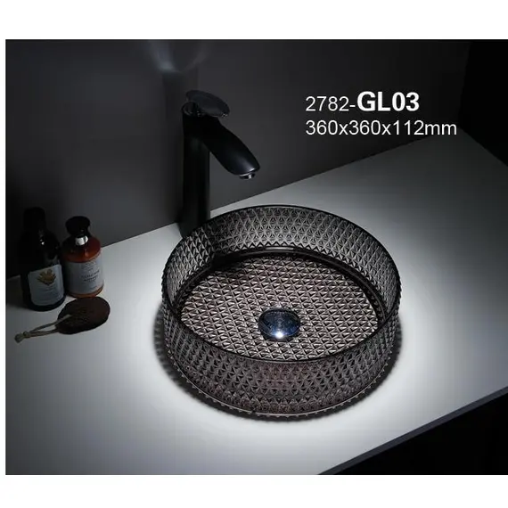 РАКОВИНА CERAMALUX GL03 СТЕКЛО ГРАФИТ