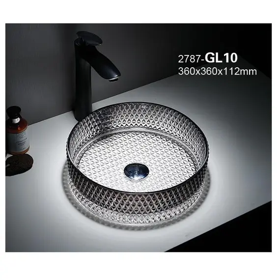 РАКОВИНА CERAMALUX GL10 СТЕКЛО БЕЛЫЙ-ГРАФИТ