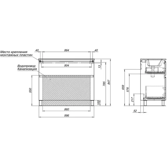 ТУМБА ПОД РАКОВИНУ AQUANET АЛВИТА NEW 100 НАПОЛЬНАЯ, ДУБ ВЕЛЛИНГТОН ТАБАК