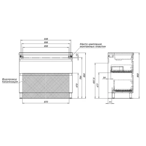 ТУМБА ПОД РАКОВИНУ AQUANET НОТА NEW 100 НАПОЛЬНАЯ, ДУБ ВЕЛЛИНГТОН ТАБАК