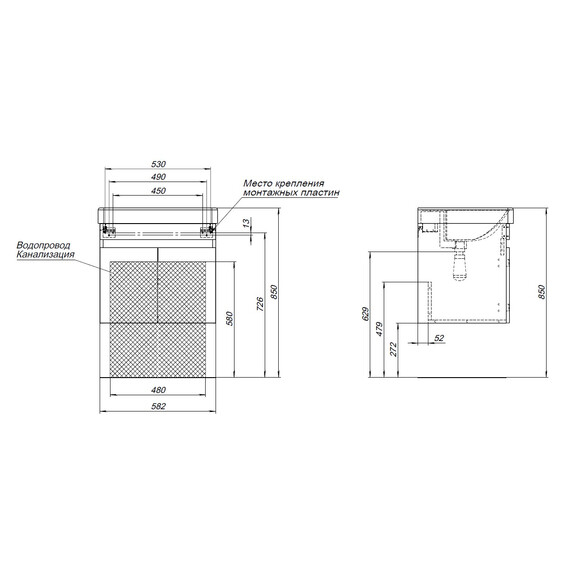 ТУМБА ПОД РАКОВИНУ AQUANET ОПТИМА 60 ДУБ РУСТИКАЛЬНЫЙ/БЕЛЫЙ САТИН