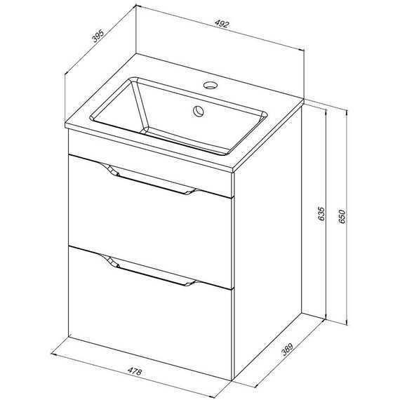 ТУМБА ПОД РАКОВИНУ AQUANET ПРАКТИКА 50 БЕЛЫЙ ГЛЯНЕЦ