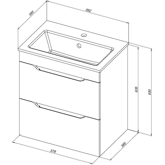 ТУМБА ПОД РАКОВИНУ AQUANET ПРАКТИКА 60 БЕЛЫЙ ГЛЯНЕЦ