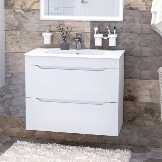 ТУМБА ПОД РАКОВИНУ AQUANET ПРАКТИКА 80 БЕЛЫЙ ГЛЯНЕЦ