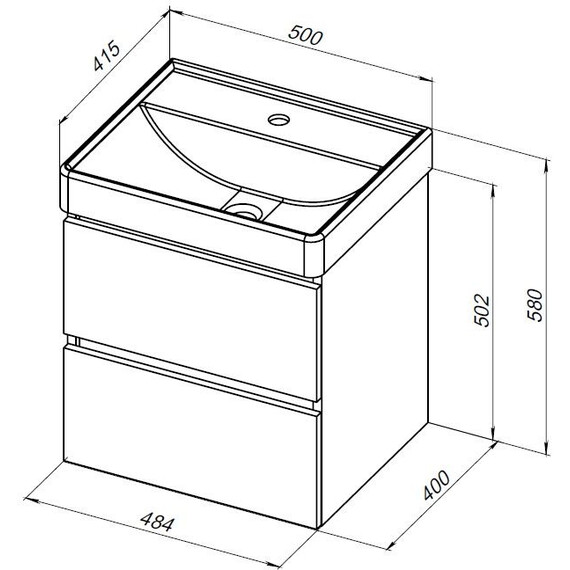 ТУМБА ПОД РАКОВИНУ AQUANET ВЕГА 2.0 50 МАРЕНГО