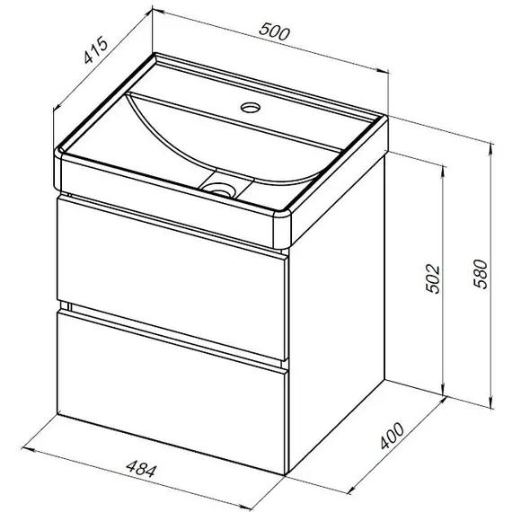 ТУМБА ПОД РАКОВИНУ AQUANET ВЕГА 2.0 50 МИСТИ ГРИН