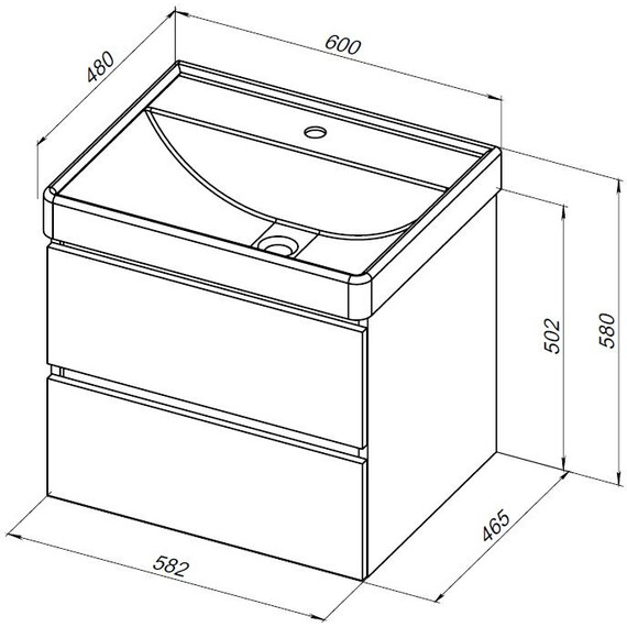 ТУМБА ПОД РАКОВИНУ AQUANET ВЕГА 2.0 60 МАРЕНГО