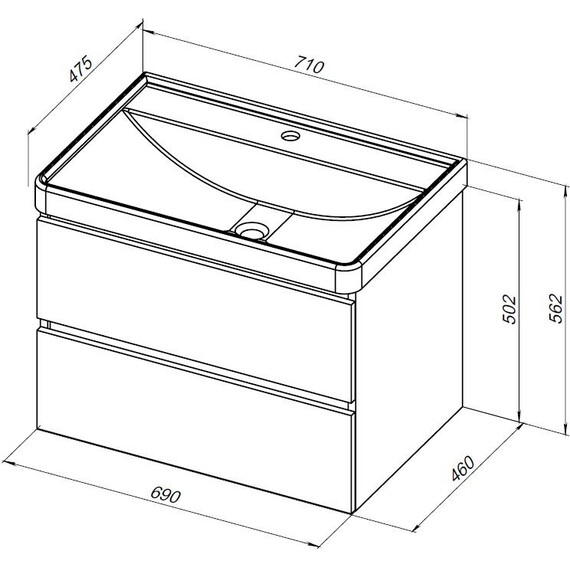 ТУМБА ПОД РАКОВИНУ AQUANET ВЕГА 2.0 70 МАРЕНГО