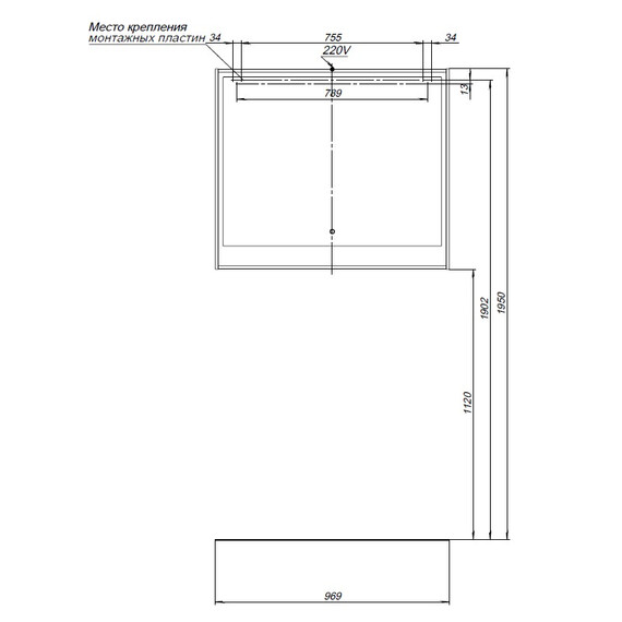 ЗЕРКАЛО AQUANET МИЛАН 100 LED ЧЕРНЫЙ ГЛЯНЕЦ