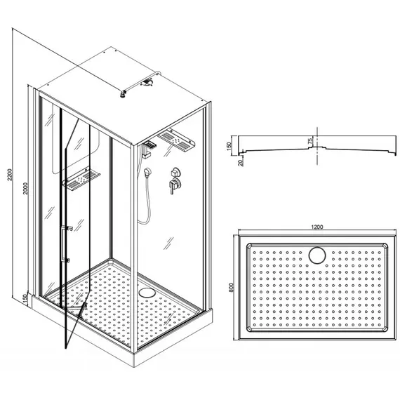 ДУШЕВАЯ КАБИНА ESBANO EST-RASPA-128