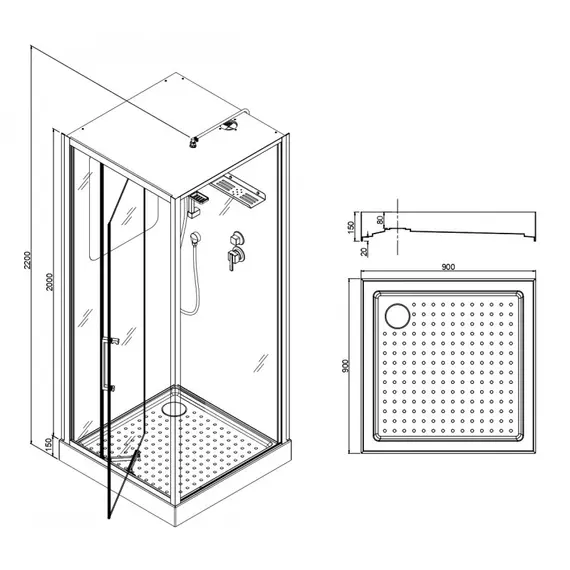 ДУШЕВАЯ КАБИНА ESBANO EST-RASPA-90