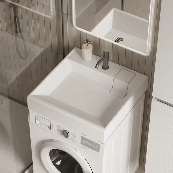 РАКОВИНА НАД СТИРАЛЬНОЙ МАШИНОЙ CERAMICANOVA QUATTRO 600X600X123 ММ, БЕЛЫЙ