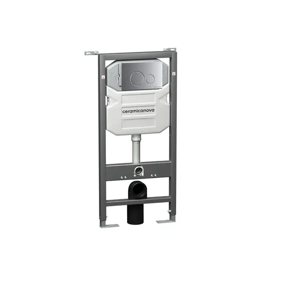 СИСТЕМА ИНСТАЛЛЯЦИИ ДЛЯ УНИТАЗОВ CERAMICANOVA ENVISION С КНОПКОЙ СМЫВА ROUND, ХРОМ МАТОВЫЙ