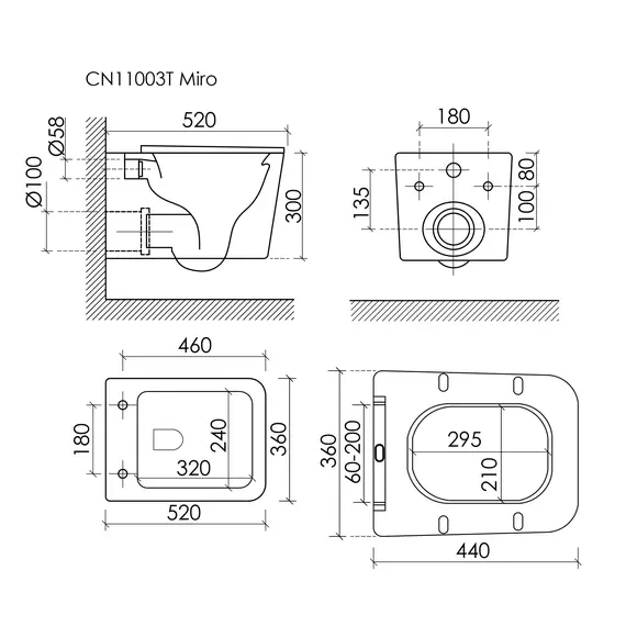 УНИТАЗ ПОДВЕСНОЙ CERAMICANOVA MIRO, БЕЛЫЙ