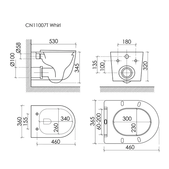 УНИТАЗ ПОДВЕСНОЙ CERAMICANOVA WHIRL, БЕЛЫЙ