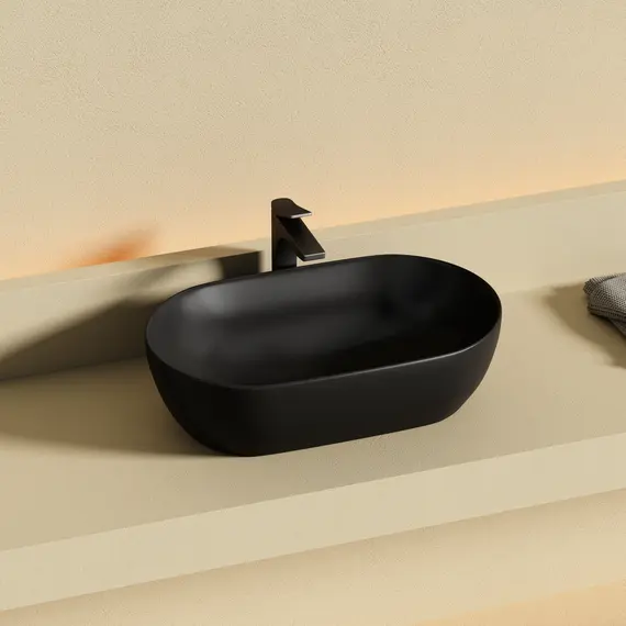 РАКОВИНА CERAMICANOVA TWIST НАКЛАДНАЯ ОВАЛЬНАЯ 500X300X140 ММ, ЧЕРНЫЙ МАТОВЫЙ
