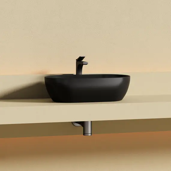 РАКОВИНА CERAMICANOVA TWIST НАКЛАДНАЯ ОВАЛЬНАЯ 500X300X140 ММ, ЧЕРНЫЙ МАТОВЫЙ