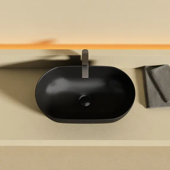 РАКОВИНА CERAMICANOVA TWIST НАКЛАДНАЯ ОВАЛЬНАЯ 500X300X140 ММ, ЧЕРНЫЙ МАТОВЫЙ