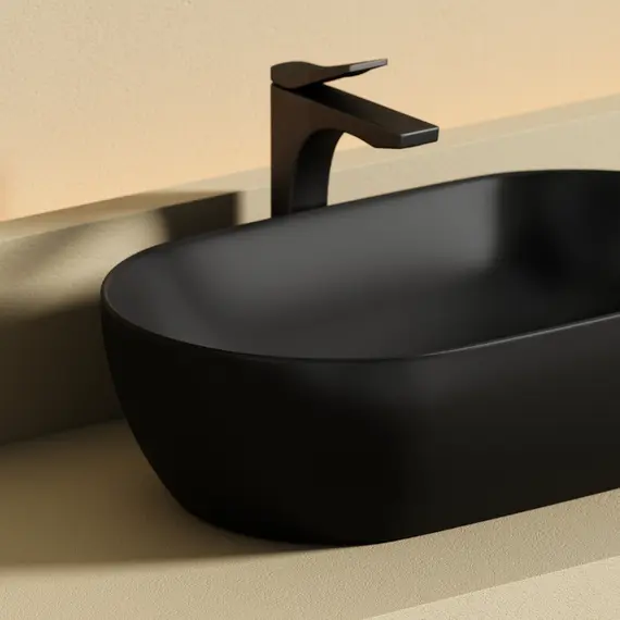 РАКОВИНА CERAMICANOVA TWIST НАКЛАДНАЯ ОВАЛЬНАЯ 500X300X140 ММ, ЧЕРНЫЙ МАТОВЫЙ