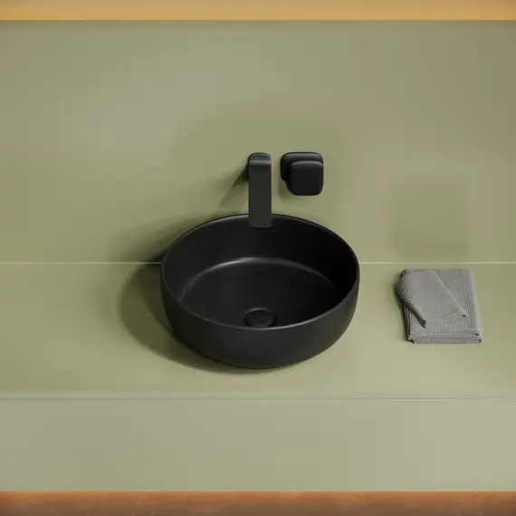 РАКОВИНА НАКЛАДНАЯ CERAMICANOVA TAYCAN КРУГЛАЯ, ЧЕРНАЯ МАТОВАЯ