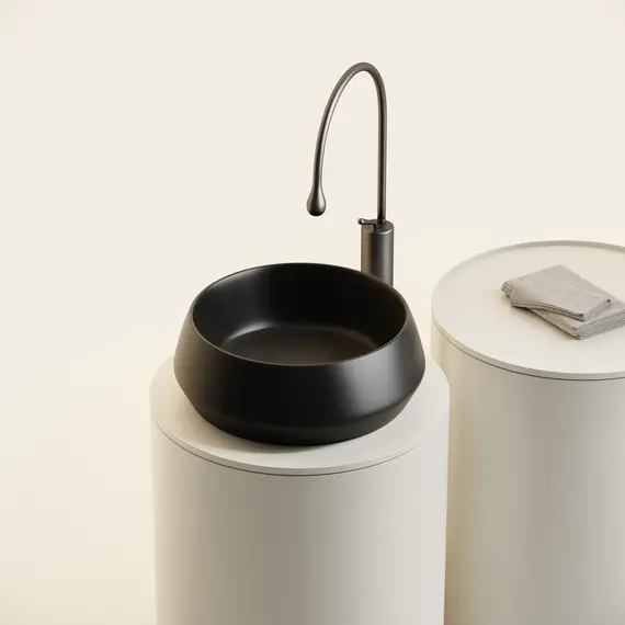 РАКОВИНА CERAMICANOVA MAYA НАКЛАДНАЯ КРУГЛАЯ 400X400X140 ММ, ЧЕРНЫЙ МАТОВЫЙ