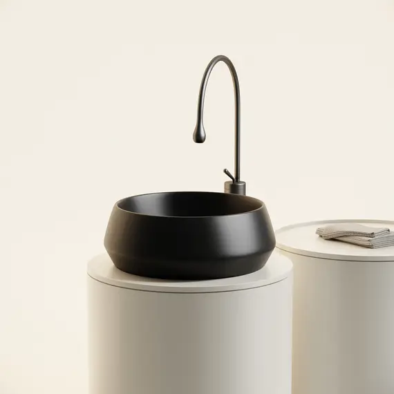 РАКОВИНА CERAMICANOVA MAYA НАКЛАДНАЯ КРУГЛАЯ 400X400X140 ММ, ЧЕРНЫЙ МАТОВЫЙ