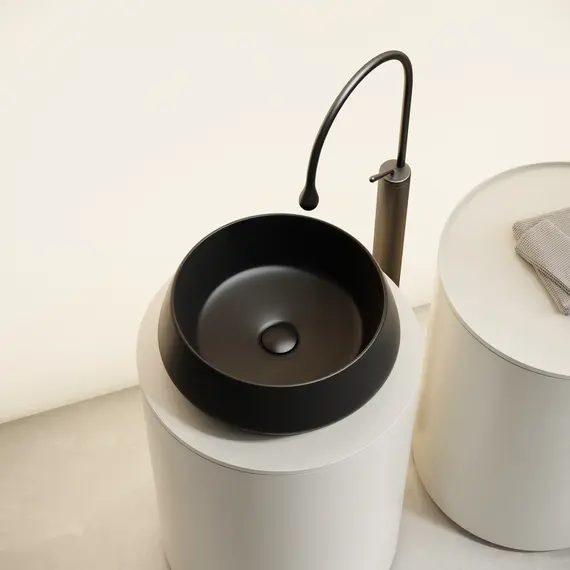 РАКОВИНА CERAMICANOVA MAYA НАКЛАДНАЯ КРУГЛАЯ 400X400X140 ММ, ЧЕРНЫЙ МАТОВЫЙ