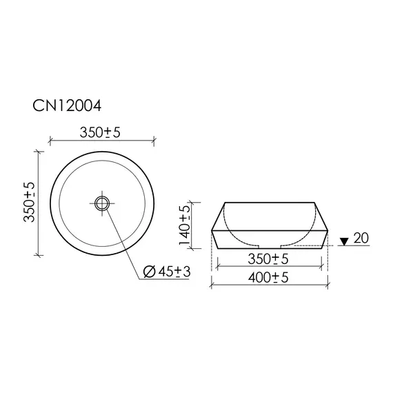 РАКОВИНА CERAMICANOVA MAYA НАКЛАДНАЯ КРУГЛАЯ 400X400X140 ММ, ЧЕРНЫЙ МАТОВЫЙ