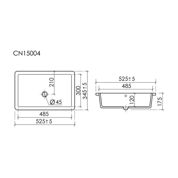 РАКОВИНА ВСТРАИВАЕМАЯ СНИЗУ CERAMICANOVA ERA 525X345X17 5ММ, БЕЛЫЙ