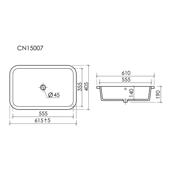 РАКОВИНА ВСТРАИВАЕМАЯ СНИЗУ CERAMICANOVA ERA 610X405X190 ММ, БЕЛЫЙ
