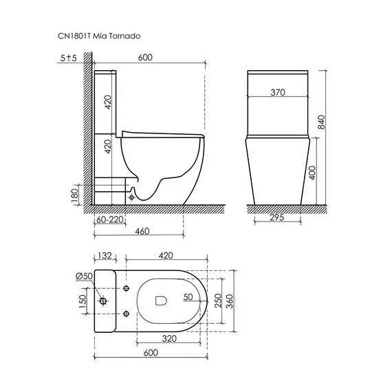 НАПОЛЬНЫЙ ПРИСТАВНОЙ УНИТАЗ CERAMICANOVA MIA, БЕЛЫЙ