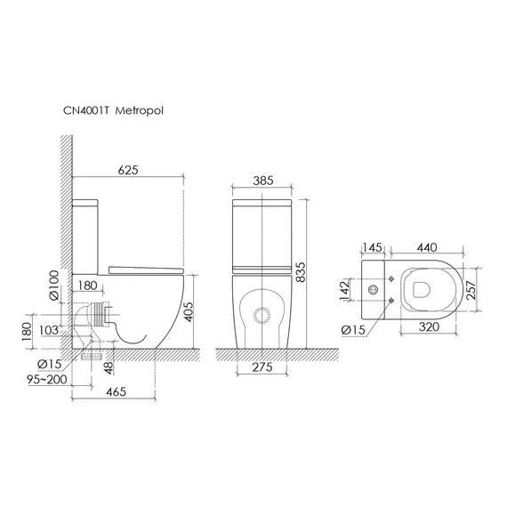 НАПОЛЬНЫЙ ПРИСТАВНОЙ УНИТАЗ CERAMICANOVA METROPOL, ЧЕРНЫЙ МАТОВЫЙ