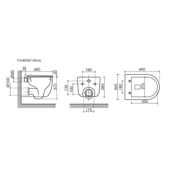 ПОДВЕСНОЙ УНИТАЗ CERAMICANOVA ULMA, БЕЛЫЙ
