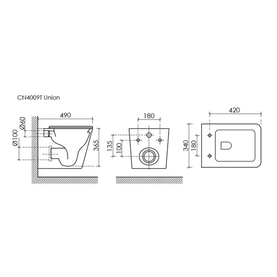ПОДВЕСНОЙ УНИТАЗ CERAMICANOVA UNION, БЕЛЫЙ