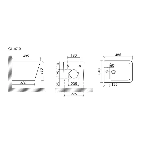 ПОДВЕСНОЕ БИДЕ CERAMICANOVA UNION, БЕЛЫЙ