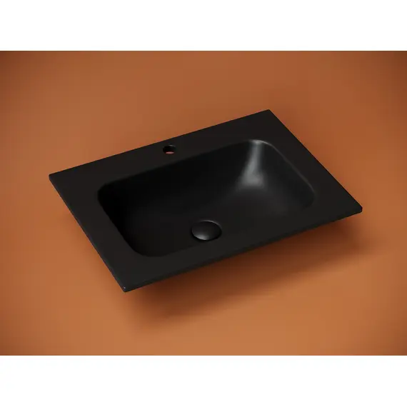 РАКОВИНА НАКЛАДНАЯ МЕБЕЛЬНАЯ CERAMICANOVA GRACE ПРЯМОУГОЛЬНАЯ С ОТВЕРСТИЕМ ПОД СМЕСИТЕЛЬ 610X457X137 ММ, ЧЕРНЫЙ МАТОВЫЙ