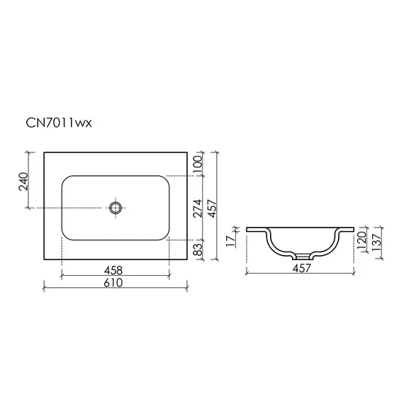 РАКОВИНА НАКЛАДНАЯ МЕБЕЛЬНАЯ CERAMICANOVA GRACE ПРЯМОУГОЛЬНАЯ БЕЗ ОТВЕРСТИЯ ПОД СМЕСИТЕЛЬ, 610X457X137 ММ, ЧЕРНЫЙ МАТОВЫЙ
