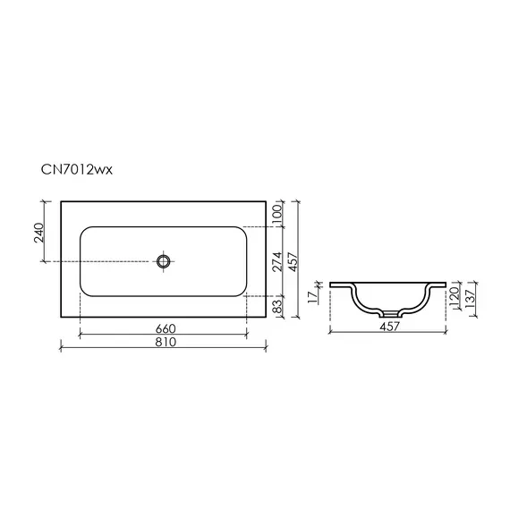 РАКОВИНА НАКЛАДНАЯ МЕБЕЛЬНАЯ CERAMICANOVA GRACE ПРЯМОУГОЛЬНАЯ БЕЗ ОТВЕРСТИЯ ПОД СМЕСИТЕЛЬ 810X457X137 ММ, ЧЕРНЫЙ МАТОВЫЙ
