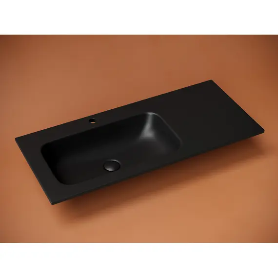 РАКОВИНА НАКЛАДНАЯ МЕБЕЛЬНАЯ CERAMICANOVA GRACE С ОТВЕРСТИЕМ ПОД СМЕСИТЕЛЬ 1010X457X137 ММ, ЧЕРНЫЙ МАТОВЫЙ