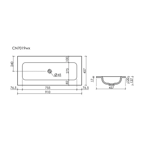 РАКОВИНА НАКЛАДНАЯ МЕБЕЛЬНАЯ CERAMICANOVA GRACE ПРЯМОУГОЛЬНАЯ 910X457X137 ММ БЕЗ ОТВЕРСТИЯ ПОД СМЕСИТЕЛЬ, БЕЛЫЙ