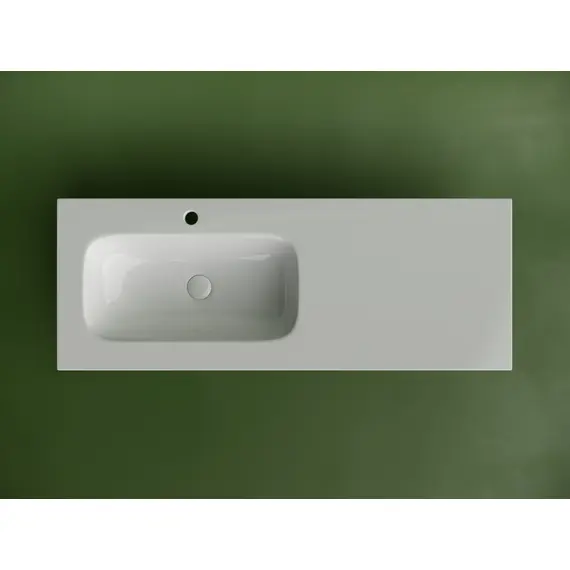 РАКОВИНА НАКЛАДНАЯ МЕБЕЛЬНАЯ CERAMICANOVA GRACE ПРЯМОУГОЛЬНАЯ 1210X457X137 ММ С ЧАШЕЙ СЛЕВА И ОТВЕРСТИЕМ ПОД СМЕСИТЕЛЬ, БЕЛЫЙ