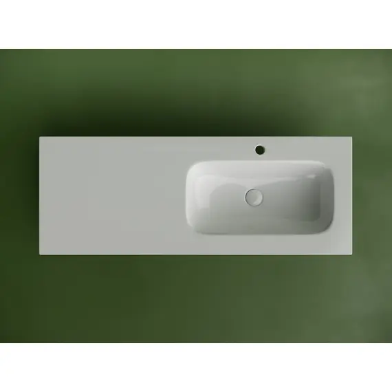 РАКОВИНА НАКЛАДНАЯ МЕБЕЛЬНАЯ CERAMICANOVA GRACE ПРЯМОУГОЛЬНАЯ 1210X457X137 ММ С ЧАШЕЙ СПРАВА И ОТВЕРСТИЕМ ПОД СМЕСИТЕЛЬ, БЕЛЫЙ